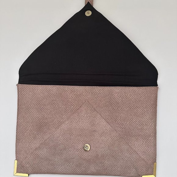 Asos Brown/Taupe Envelope Clutch With Gold Detail - Picture 2 of 5